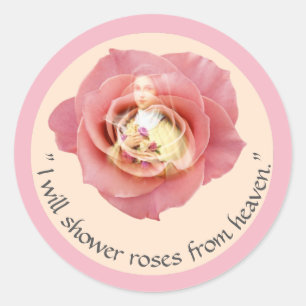 Sticker Rond Saint Thérèse de Lisieux avec crucifix/autocollant