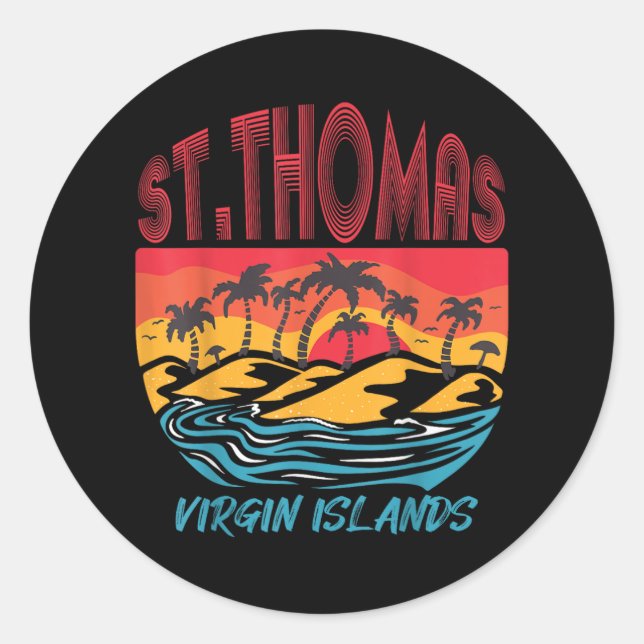 Sticker Rond Saint Thomas Îles Vierges Plage de surf Ocean Va (Devant)