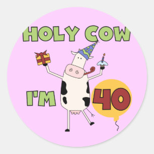 Sticker Rond Saint Vache J'ai 40 t-shirts et cadeaux d'annivers