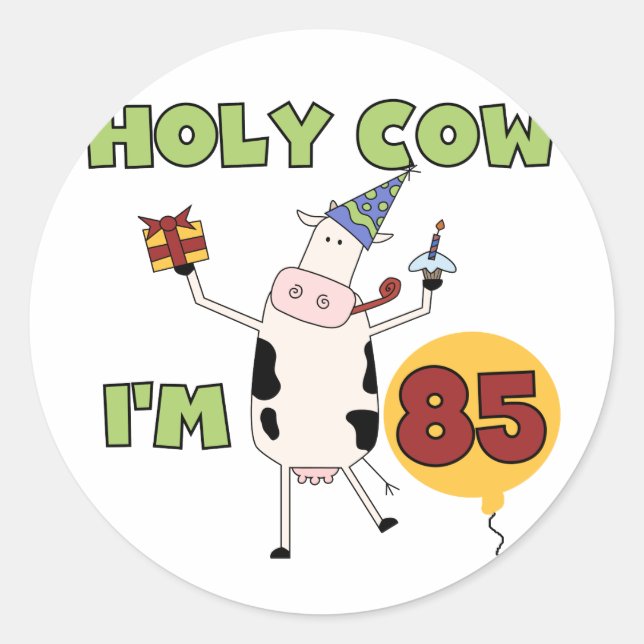 Sticker Rond Saint Vache J'ai 85 Tshirts et cadeaux d'anniversa (Devant)