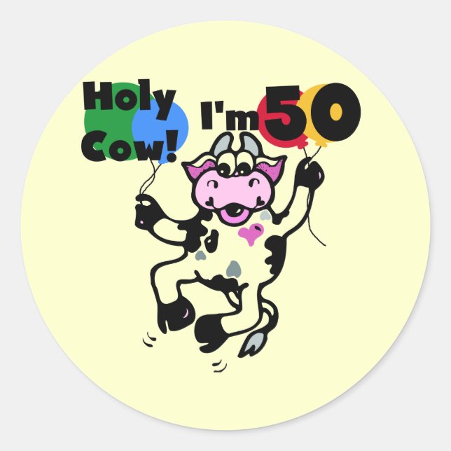 Sticker Rond Saint Vache Je suis 50 T-shirts et cadeaux (Devant)