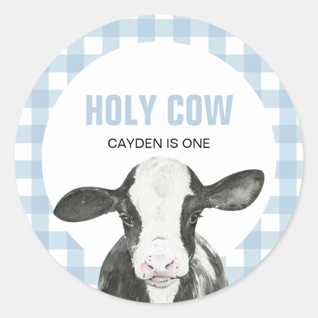 Sticker Rond Saint Vache Je suis un bleu Plaid anniversaire (Devant)