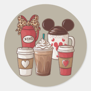 Sticker Rond Saint-Valentin Amoureux du café Latte amusant