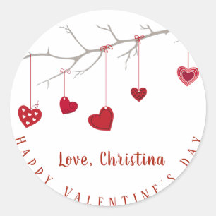 Sticker Rond Saint Valentin Branche de l'arbre cardiaque