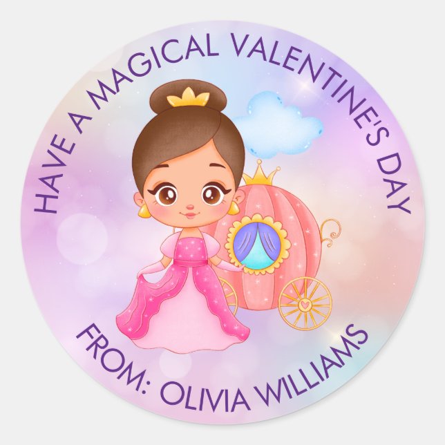 Sticker Rond Saint Valentin cadeau moderne avec la mignonne pri (Devant)