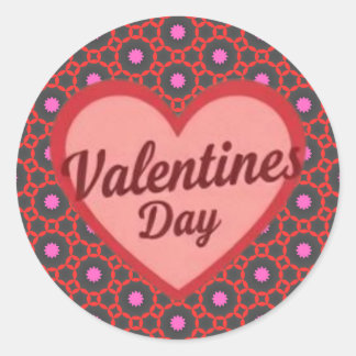 Sticker Rond Saint Valentin cadeau rose