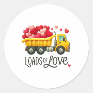 Sticker Rond Saint-Valentin Camion de Camion Charges d'Amour To