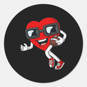 Sticker Rond Saint Valentin Coeur Courir Avec Un Garçon De Foot