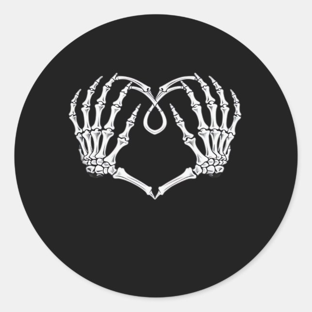 Sticker Rond Saint Valentin Coeur gothique Avec Squelette Mains (Devant)