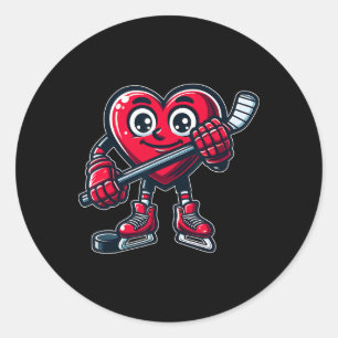 Sticker Rond Saint-Valentin Cœur Joueur de hockey sur glace Spo