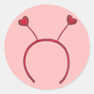 Sticker Rond Saint-Valentin Coeur rouge bandeau Antennes