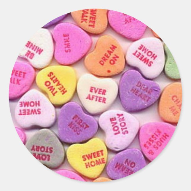 Sticker Rond Saint Valentin Coeurs bonbons (Devant)