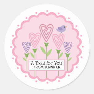 Sticker Rond Saint-Valentin Cœurs Floraux Roses
