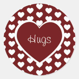 Sticker Rond Saint-Valentin Coeurs Hugs Rouge foncé