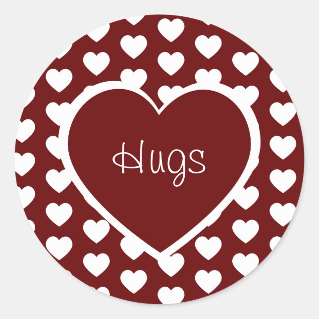 Sticker Rond Saint-Valentin Coeurs Hugs Rouge foncé (Devant)
