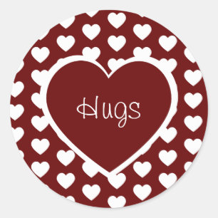 Sticker Rond Saint-Valentin Coeurs Hugs Rouge foncé