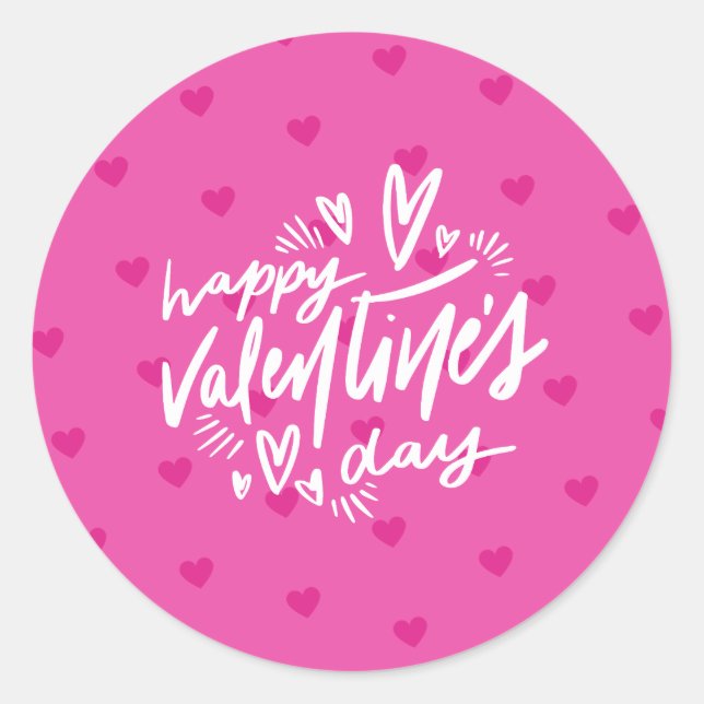 Sticker Rond Saint Valentin Coeurs roses chauds (Devant)