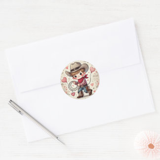 Sticker Rond Saint Valentin Cowboy