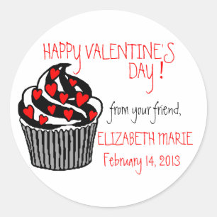 Sticker Rond Saint-Valentin de petit gâteau de coeur