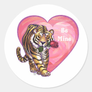 Sticker Rond Saint Valentin de Tigre