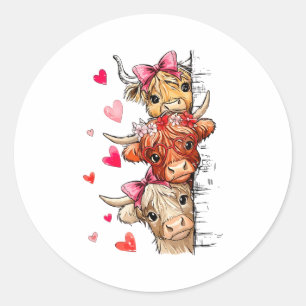 Sticker Rond Saint-Valentin drôle Amateur de Vache des Highland