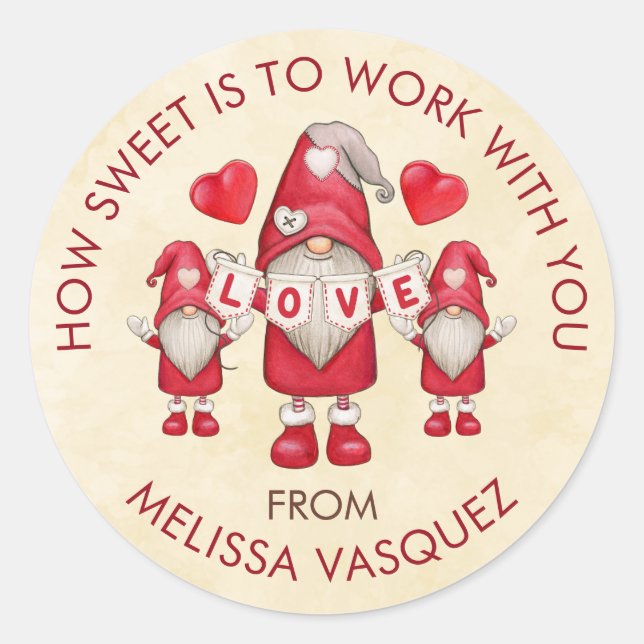 Sticker Rond Saint Valentin Du Nom Coworkers Traite Faveurs (Devant)