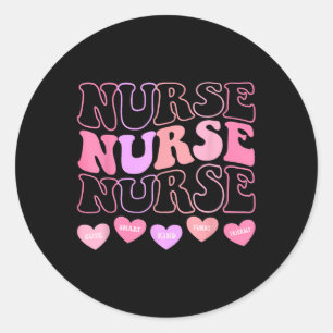 Sticker Rond Saint-Valentin Er Icu Nicu Rn Infirmières Femmes R
