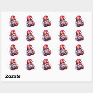 Sticker Rond Saint Valentin Gnome,