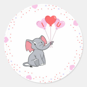 Sticker Rond Saint Valentin mignon Je t'aime coeur