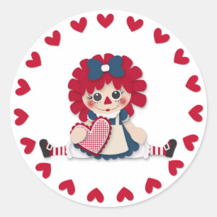 Sticker Rond Saint-Valentin - Mignonne poupée de cerf
