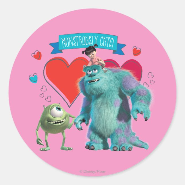 Sticker Rond Saint-Valentin - Monsters Inc. (Devant)