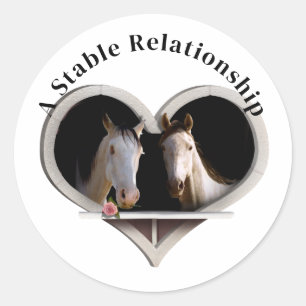 Sticker Rond Saint-Valentin pour les amoureux des chevaux