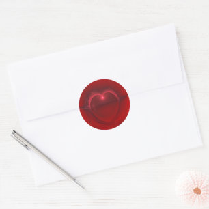 Sticker Rond Saint-Valentin Red Lighted Heart Art