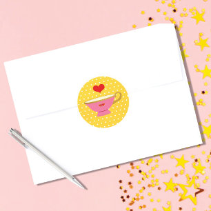 Sticker Rond Saint-Valentin Tea Party