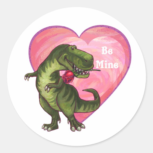 Sticker Rond Saint Valentin Tyrannosaurus (Devant)