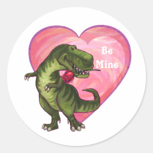 Sticker Rond Saint Valentin Tyrannosaurus