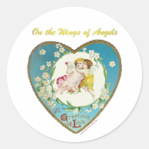 Sticker Rond Saint-Valentin victorien sur les anges des cadeaux
