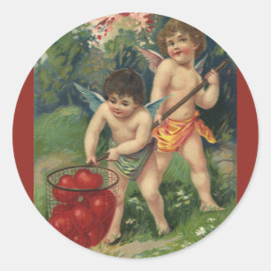 Sticker Rond Saint Valentin victorienne vintage, Offre d'amour