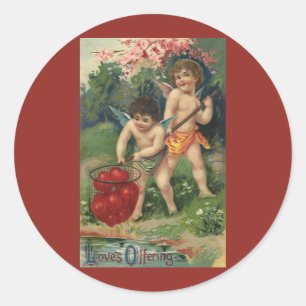 Sticker Rond Saint Valentin victorienne vintage, Offre d'amour