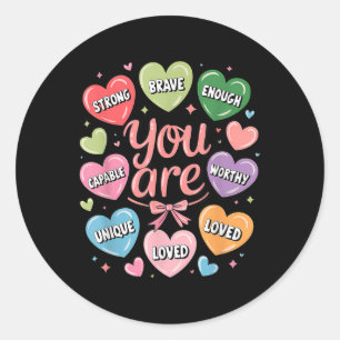 Sticker Rond Saint Valentin Vous Êtes Aimé Assez Digne Coeur De