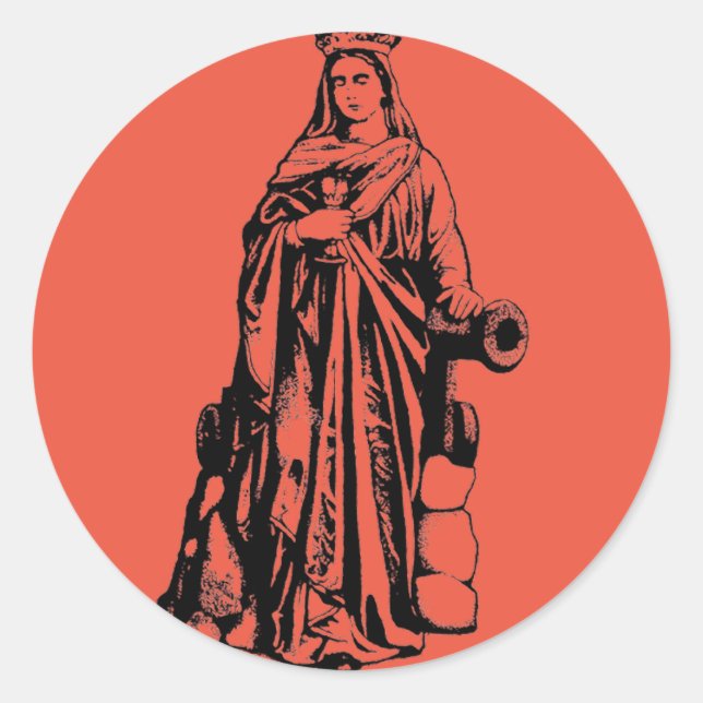 Sticker Rond Sainte Barbara Vierge et martyr (Devant)