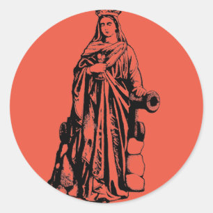 Sticker Rond Sainte-Barbe la Grande Martyre Art Graphique Sacré