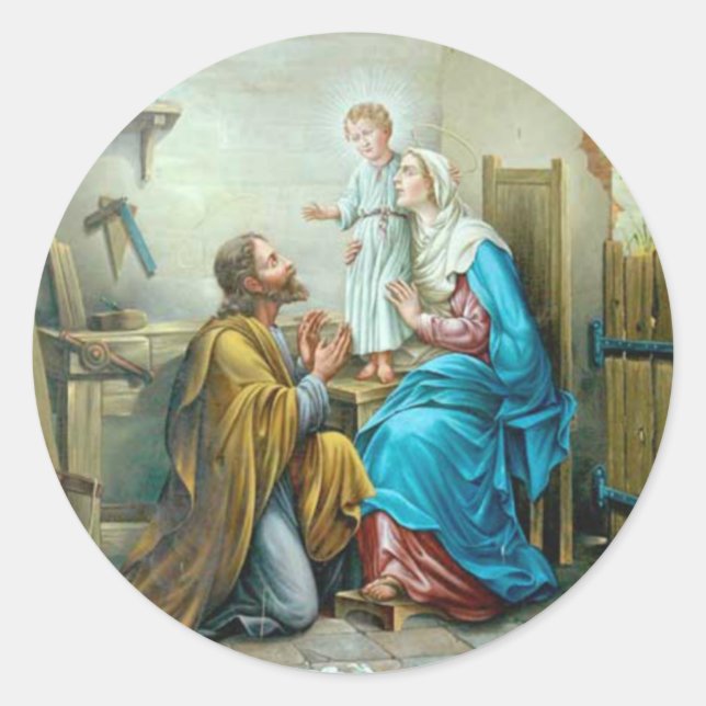 Sticker Rond Sainte Famille Jésus Marie Saint Joseph Religieux (Devant)