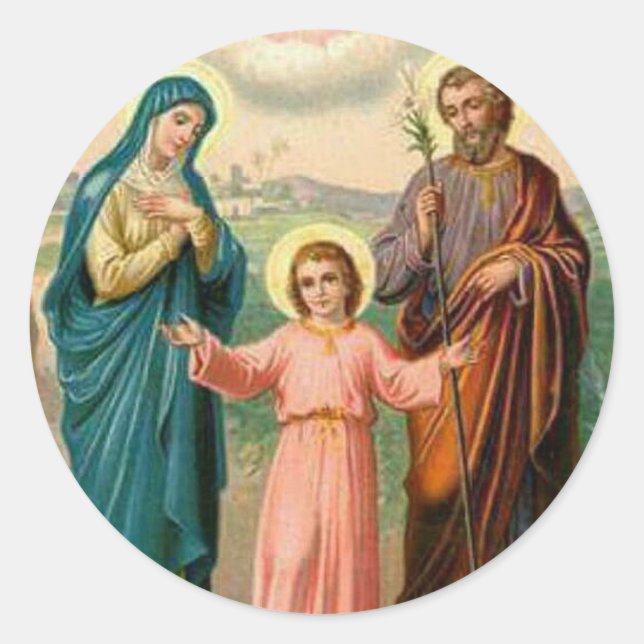 Sticker Rond Sainte Famille Jésus Marie Saint Joseph Religieux (Devant)