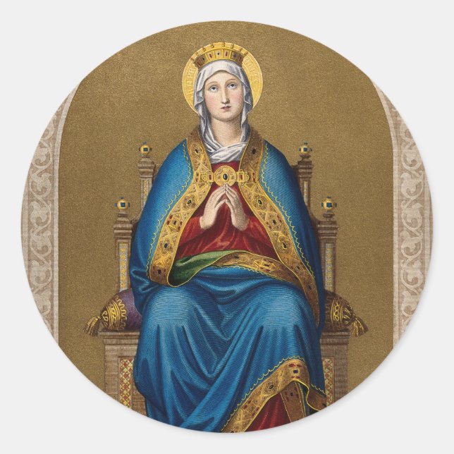 Sticker Rond Sainte Marie Vierge Mère Religieuse Catholique (Devant)