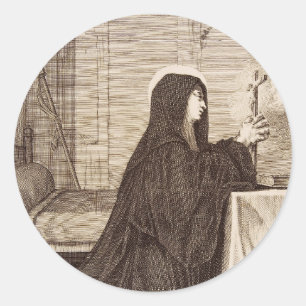 Sticker Rond Sainte Scholastique Patronne de l'école 