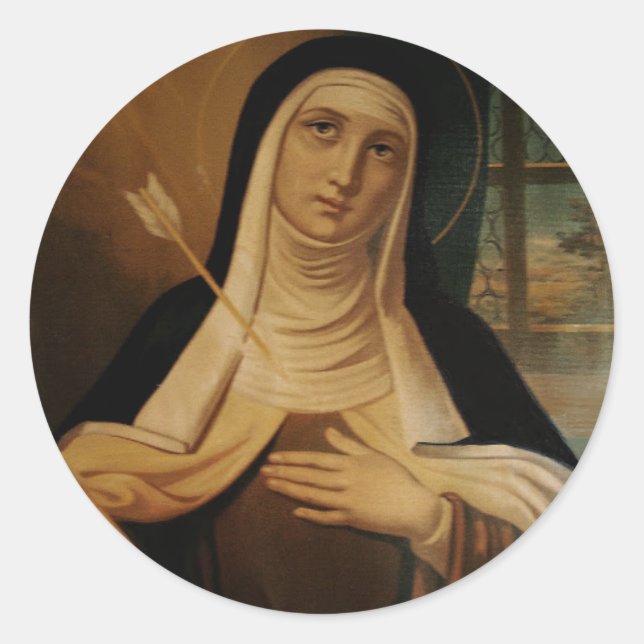 Sticker Rond Sainte Thérèse d'Avila Carmelite Nun Arrow (Devant)