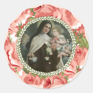 Sticker Rond Sainte Thérèse de l'Enfant Jésus Petite Fleur