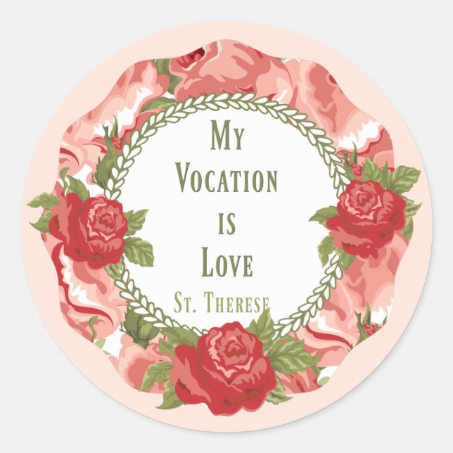 Sticker Rond Sainte Thérèse de l'Enfant Jésus Petite Fleur (Devant)