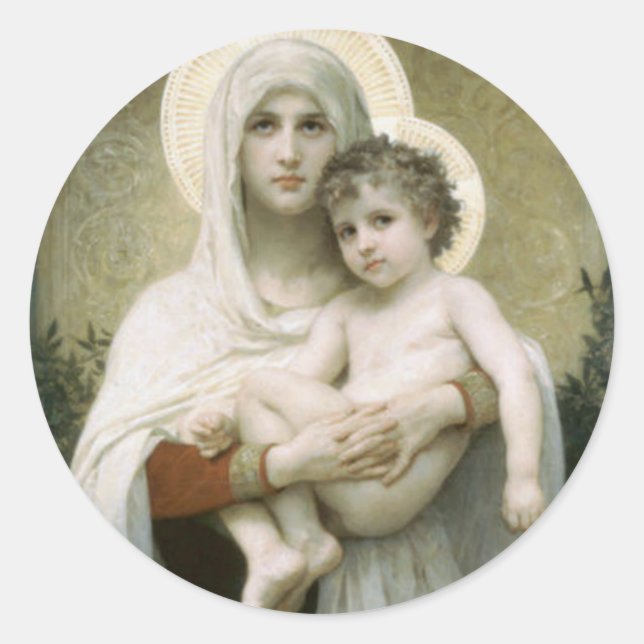 Sticker Rond Sainte Vierge Marie avec Enfant Jésus (Devant)